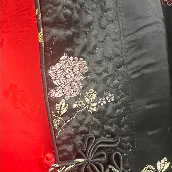 🌺Floral Black Silk Blazer with Red Lining Handmade in China in 1970s and Perfect - Picture 4 of 8